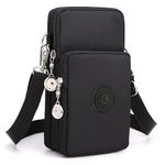 WITERY Nylon Crossbody Phone Bag for Women - Multi Zipper Small Cell Phone Purse Pouch with Adjustable Strap, Waterproof Travel Purse Mini Wallet Wristlet