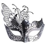 Coddsmz Mysterious Venetian Butterfly Lady Masquerade Halloween Party Mask (Black&Silver)