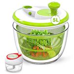 RTMAXCO Salad Spinner, 5L Fruit Vegetable Washer Dryer, Fruit and Vegetables Dryer, Lettuce Spinner & Fruit Veggie Wash, essoreuse à salade.