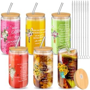 Maxcheck 6 Set Tumbler for Women Gifts for Women 16 oz Iced Coffee Glasses Tumblers with Lids Straws Cup for Employee Teacher Nurse Mom Birthday Gifts (Floral)