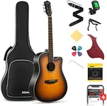 Donner 41-inch Adults Acoustic Guitar, 4/4 Size Cutaway Acoustique Guitare Starter Bundle Kit with Gig Bag Strap Tuner, Sunburst, DAG-1CS/DAD-160CS