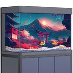 SB little Aquarium Background Sticker Decoration for 5-55 Gallon Fish Tanks, Japanese Castle Cherry Blossom Torii Mountain HD 3D Reptile Habitat Poster (11.8x23.6in (30x60cm))