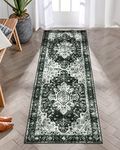 Moynesa Washable Black and White Runner Rug - Bathroom Runner Rugs with Rubber Backing, Hallway Rug Bohemian Non-Slip Non-Shedding Low Pile Accent Carpet Runner for Laundry Room Entryway, 2' x 6'