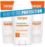 Carpe Antiperspirant Underarm, Hand & Foot Lotion Bundle, Head to Toe Sweat Protection for Hands, Feet, and Underarm, Dermatologist Recommended