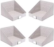 Internet’s Best Open Cloth Storage Bin - Closet Shelf Storage Box - Organize Sheets Blankets Towels Sweaters Scarfs - Grey (4 Pack)