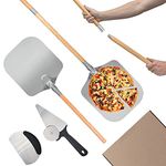 Pizza Cutter Pizza Peel Set - Long Handle Pizza Paddle Ooni Pizza Oven Accessories Pizza Dough Cutter Bread Slicer Pizza Cutter Wheel Pizza Peel 12 Inch Pizza Turning Peel Pizza Scissors Cake lifter