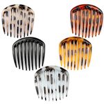 Vanyibro 5 Pcs French Twist Comb Set, Retro Celluloid Hair Comb with 9 Teeth Non-Slip Clips, Hair Styling Accessories for Women and Girls