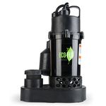 ECO-FLO Products SPP33W Thermoplastic Sump Pump with Wide Angle Switch, 1/3 HP, 3,600 GPH
