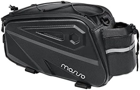 MOSISO Sac à Vélos, Hydrofuge Sac à Vélo Arrière Vélo Tronc Sac, 14L EVA Montagne Siège Arrière à Vélo Sac Stockage Selle Sac d'épaule Sac à Bagages à Vélo avec Strap, Noir