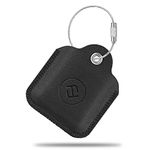 Fintie Genuine Leather Case for Tile Mate/Tile Pro/Tile Sport/Tile Style/Cube Pro Key Finder Phone Finder, Anti-Scratch Protective Skin Cover with Keychain, Black