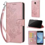 KENHONER Phone Case for Samsung Galaxy J3 (2017) Case, Premium PU Leather with Card Slots Kickstand Magnetic Closure Case compatible Samsung Galaxy J3 (2017) Rose Gold