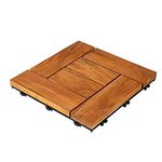 Sharpex Deck Tiles with Interlocking | 1 Piece Teak Wood Floor Decking Water Resistant Tile for Balcony, Terrace, Garden | Quick Flooring Solution for Indoor/Outdoor (Brown, 1 Piece)