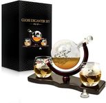 Whiskey Decanter Set World Etched Globe Decanter Antique Ship Glass Stopper Pour Funnel Liquor Dispenser Spirits Scotch Bourbon Vodka Rum Brandy (Decanter 850 ml Complete Set)