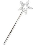 KOMIDK 13 Inches Star Wand,tooth fairy wand Silver Fairy Princess Angel Wand Sticks Silver Fairy Princess Angel Wand Cosplayfor Girls Costume Birthday Party Wedding Halloween Christmas Cosplay