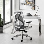INNOWIN Berlin Ergonomic Medium Back Office Chair & Work from Home with Seat Slider Mechanism, Adjustable Armrest & Aluminum Base, Mesh, Nylon (Grey White)
