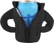 Beer Can Coolers Jacket,Can Cooler Sleeve,Can Cooler Insulated Vest Jacket Cover for 12oz Cans,Beer Gifts for Men Women Beer Lovers,Beverage Jacket Drink Coolies (Black)