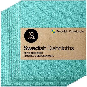 Swedish Wholesale Swedish DishCloths for Kitchen- 10 Pack Reusable Paper Towels Washable - Eco Friendly Cellulose Sponge Microfiber Dish Cloths - Kitchen Essentials - Seafoam