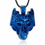 Yinplsmemory Cremation Jewelry Viking Wolf Head Urn Necklace for Ashes for Men Ashes Keepsake Urn Jewelry for Human Ashes/Pet Ashes,Wolf Jewelry Gift