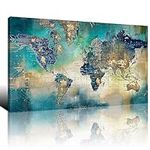 Large World Map Canvas Prints Wall 
