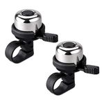 BONMIXC Bicycle Bell Brass Mini Bike Bell (Silver 2 Pack)