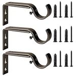 Ycolnaefllr Set of 3 Oil Rubbed Bronze Adjustable Curtain Rod Brackets Rod Holders Curtain Rod Hanging Brackets for 22-28mm Rod