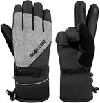 SUN CUBE Premium Ski Gloves Men, Waterproof Snow Gloves for Adults, Mens Snowboard Gloves & Skiing Gloves Winter Gloves for Snowboarding Cold Weather Warm Insulated Gloves Men Women (Gray Small)