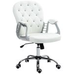 Vinsetto Office Chair Ergonomic 360° Swivel Diamante Home Work PU Padded Base 5 Castor Wheels White