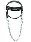 19.ten Neck And Head Strengthening Weight Harness Thick Padded Adjustable Strap With 30 Heavy Duty Steel Chain & Rings For Gym Crossfit Fitness Training Injury Rehab (Harness Yellow Line)