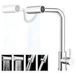 Hanstore Waterfall Kitchen Faucet with Pull Down Sprayer, 4-Mode Brushed Nickel Kitchen Faucets, 304 Stainless Steel Single Hole Kitchen Sink Faucet, Single Handle & 360° Swivel