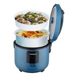 FUMATO 1.5L Electric Rice Cooker with Steamer- 500W, Aluminium Pot, Measuring Cup, Spatula, Auto Shut Off, Keep Warm, Cool Touch Body & 1 Year Warranty | Boil Rice, Pasta, Steam Eggs, Vegetables- Blue