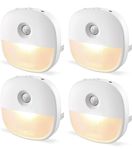 LYRIDZ Motion Sensor Night Light Plug in with Motion Sensor and Dusk-to-Dawn Sensor 3 Modes Ideal for Bedroom, Hallway, Kitchen, Stair, Compact Size 4 Pack