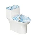 Maiyoinou Toilet Tank Lid Cover Replacement Set of 2, Durable Toilet Covers Set with Elastic Bottom Fits Most Size Toilet Tanks & Lids Home Decoration, Light Blue Marble