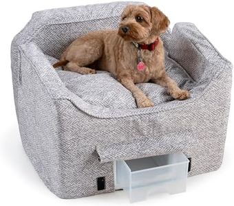 Snoozer Dog Car Seat with Storage Tray: Lookout II Car Seat for Small Dogs Under 25lbs, Size: Medium, Fabric: Palmer Dove, Pet Car Seat to Alleviate Car Sickness for Dogs, Removable Washable Cover