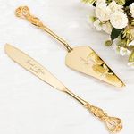 TUKDAK Cake Cutting Set for Wedding, Personalized Gold Cake Knife and Server Set, Custom Cake Serving Set, Engraved Pastry Pie Server Cake Pizza Cutter, Christmas Birthday Bridal Gift (Crown)