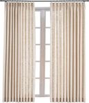 ChadMade Pinch Pleat Faux Linen Curtain Room Darkening Drapery For Sliding Glass Door Living Room, 52Wx96L Inches (Sand Beige, 1 Panel)