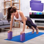 KLIFFOO Yoga Blocks High Density Foam Yoga Block Bricks Set of 2 For Men Women, EVA Foaming Bricks Pilates Fitness Stretching Aid Balance Health Sports Gym Exercise Block Odour Resistant and Moisture-Proof