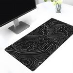 Katawarwale Large Black Topographical Extended Mouse Pad (11x23) for Laptop Desktop PC and Gaming Desk Mat Rubber Base Desk Pad