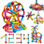 Wembley Magnetic Roundels Sticks Building Blocks for Kids - Magnetic Toys for Kids Toddlers STEM Learning Brain Development Magnet Stick with Balls for Age 3 4 5 6 7 8 9 Years – 120 Pcs