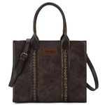 Wrangler Purse for Women Large Designer Work Tote Bags with Strap Vintage Top-Handle Handbags - Espresso Echo Large