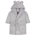 BabyTown Baby Boys & Girls Soft Plush Fleece Dressing Gown Grey 0-6 Months