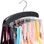 Tank Top Hanger with Premium Wood, 24 Large Capacity, Space Saving,360° Rotating, Foldable Metal Hooks Camisole Organizer for Tank Tops, Camisole, Bathing Suits, Bras, Scarfs(Black)