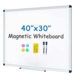 VIZ-PRO Magnetic Whiteboard/Dry Erase Board, 40 X 30 Inches, Includes 4 Smiley Face Circular Erasers & 3 Magnets…