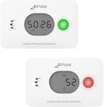 CPVAN Wireless 3-in-1 Carbon Monoxide Detector with Temperature & Humidity, Carbon Monoxide Alarms for Home Safety, CO Alarm with 10 Years Life, EN 50291, Replaceable Batteries. 2 Pack