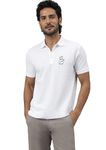 Follow Your Dreams Men's Polo T-Shirt, Handprint Design on Front, White (Medium)