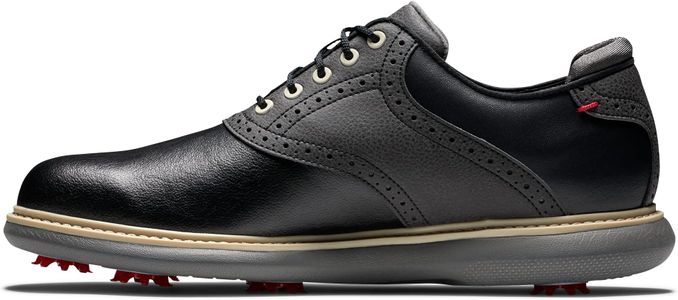 FootJoy Traditions Men’s Golf Shoes, Black – UK 9.5 Wide Fit