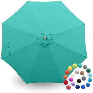 Formosa Covers - 9ft Market Patio Umbrella Replacement Canopy - 8 Ribs Top Canvas - Premium Olefin 300D UV Protective and Water Resistant Umbrella Fabric - Premium Quality Replacement Canopy Cover ONLY (Turquoise)