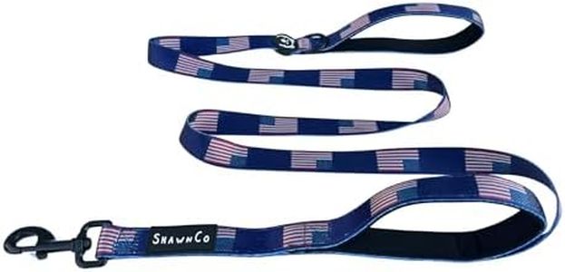 ShawnCo Dream Walk Dog Leash- Premium, Nylon Pet Leash with Soft Neoprene Handle for Small, Medium and Large Dogs (USA Flag, M/L 6FT w/ 2 Handles)