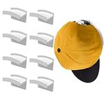 FLANCCI Hat Hooks for Wall, Minimalist Hat Rack Design, Self Adhesive Hat Rack, Strong Hold Hat Hanger for Hat Organizer, Hat Storage, Hat Holder, Hat Display for Baseball Caps, White Hook (8-Pack)…