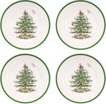 Spode Christmas Tree Dinner Plate | Set of 4 Dinner, Salad, Pasta, and Appetizer Plates 10.5 Inch | Made of Fine Earthenware | Microwave and Dishwasher Safe