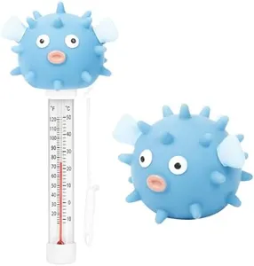 XY-WQ Floating Pool Thermometer, Large Size Easy Read for Water Temperature with String for Swimming Pools, Hot Tubs, Ponds, Spas (Puffer)